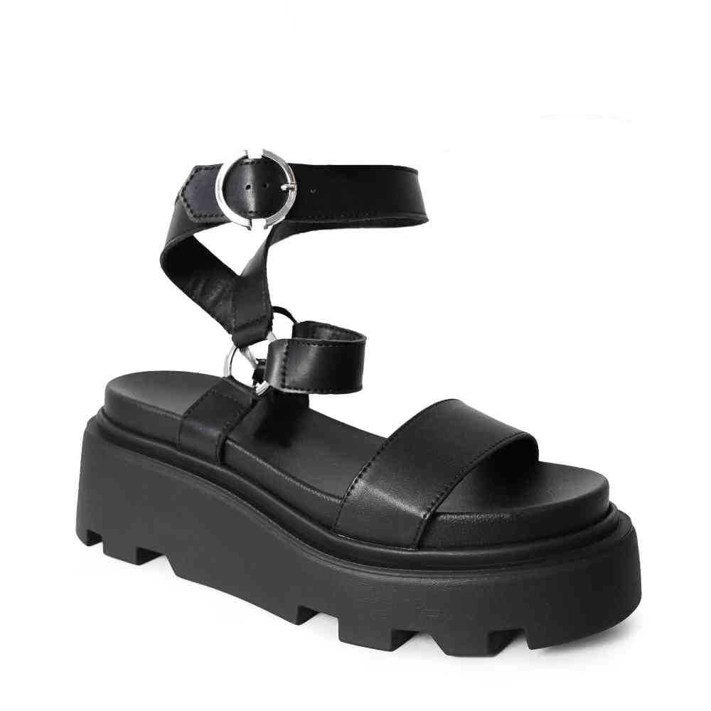 Altercore - Marilla Vegan Plateau Sandaal - Zwart